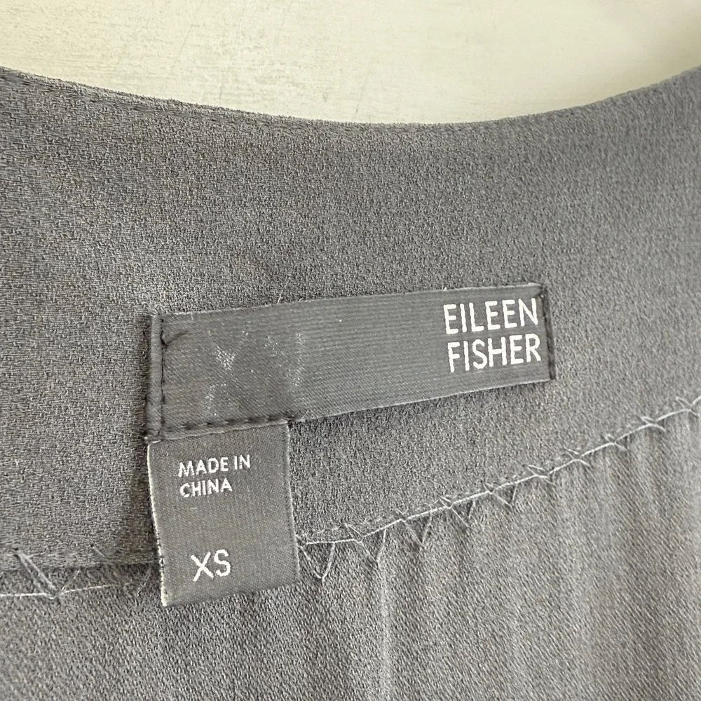 Eileen‎ Fisher Silk Shift Dress Women XS Black Sleeveless Scoop Neck Pockets